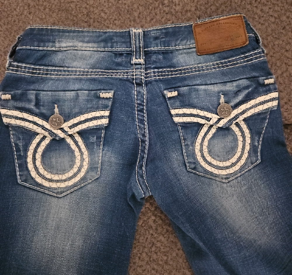 Big Star Blue Boot Cut Jeans with Vintage Wash